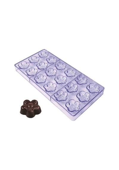 Çikolata Kalıbı - Polikarbon - Çiçek 27.5x13.5 Gümüş