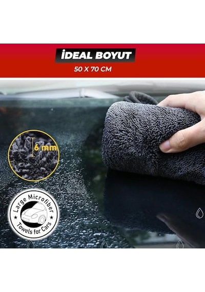 Süper Su Emici Özellikli Mikrofiber Araç Kurulama Havlusu 50x70 Cm, Orta Boy Çift Katlı Araç Kurutma Ve Torpido Si
