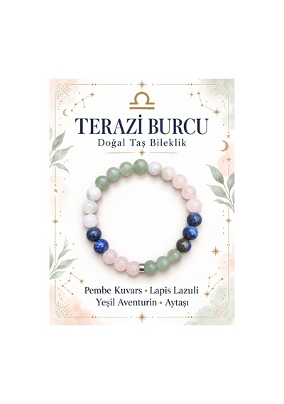 Terazi Burcuna Özel Doğaltaş Bileklik Pembe - 935178432 Pembe