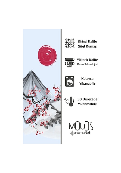 Blossom Japan 2 Desenli Süet Oturma Odası Salon Fon Perde Baskılı Ekstrafor Büzgü 2 Kanat Prd-1107 Çok Renkli
