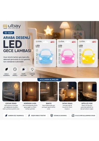 Ulbay Gc-10 Araba Figürlü Gece Lambası - 0.1w- 10'li Paket Diğer
