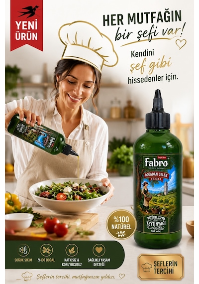 Fabro 500ml Şef Şişe Naturel Sızma Zeytinyağı