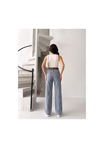 Kene Jeans Tintli Kemerli Likralı Bol Paça Denim Pantolon Tintli