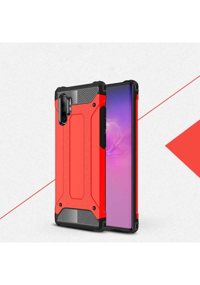Ekılıf - Samsung Galaxy Note 10 Plus Uyumlu Kılıf Çift Katman Zırh Tank Crash Military Kapak - Kırmızı