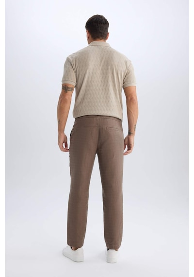 DeFacto %100 Pamuk Yazlık Jogger Pantolon Regular Fit Normal Kesim Keten Görünümlü Düz Paça Cepli B4138AX25SPKH487