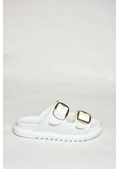Fox Shoes U725042109 Beyaz Kadın Terlik Beyaz-suni Deri