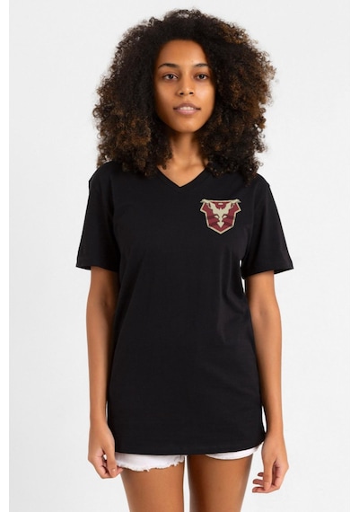 Jupiters Legacy Utopian Chest Siyah Kadın V Yaka Tshirt SIYAH