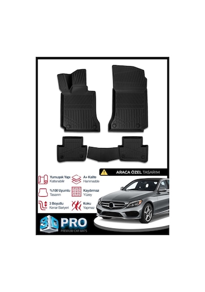 Mercedes C Serisi W205 3d Havuzlu Paspas 2014-2020 Arası Model Kokusuz