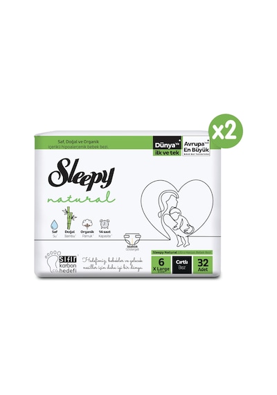 Sleepy Natural Süper Paket Bebek Bezi 6 Numara Xlarge 64 Adet 2'li