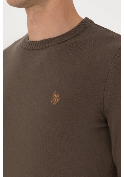 U.S. Polo Assn. Erkek Slim Fit Bisiklet Yaka Vizon Basic Kazak 50313713-VR052