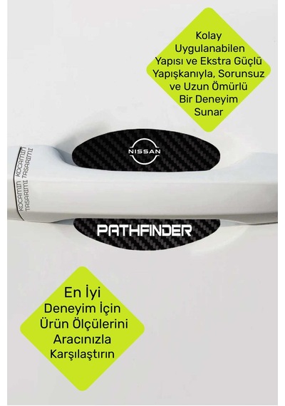 Nissan Pathfinder İç Kapı Kollarına Özel Karbon Çizik Önleyici Folyo İle Şıklık Ve Koruma Pathfinder Yazılı 4 Adet