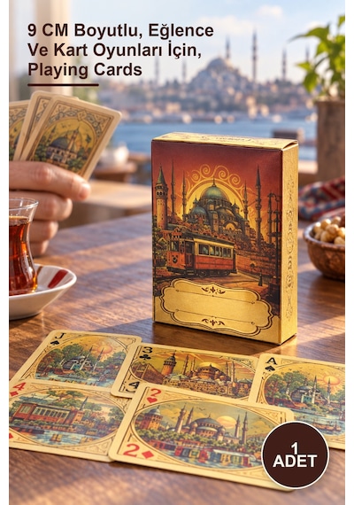 1 Adet İstanbul Temalı Oyun Kartı 9 Cm Boyutlu, Eğlence Ve Kart Oyunları İçin, Playing Cards