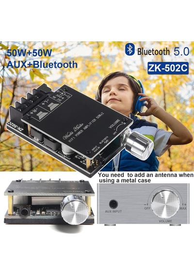 Zk-502c Bluetooth 5.0 Amplifikatör Kartı, 100w Ses Amfi Kartı Çift Kanallı Dc8-24v, Parolasız Evdeki Pasif Hoparl