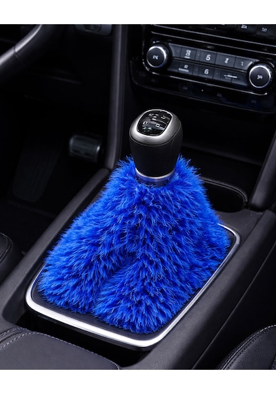Peluş Vites Körüğü Kırmızı, Yumuşak Dokulu Vites Aksesuarı Mavi