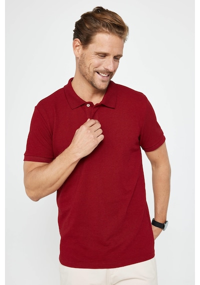 Tudors Erkek 5'li Paket Bordo-gri-lacivert-beyaz-mavi Slim Fit Dar Kesim Pamuklu Düz Pike Polo Yaka Tişört-33027 Bordo