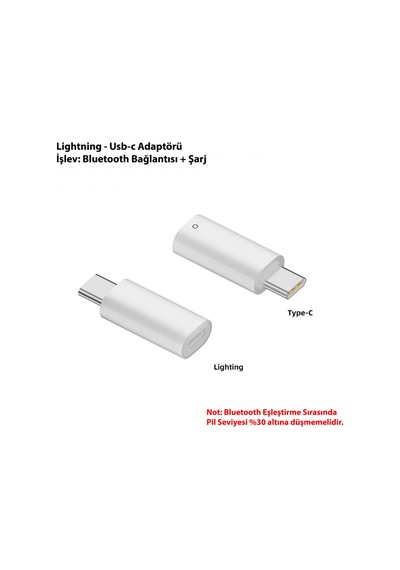 Apple Uyumlu iPad İçin Uygun, Lightning Type-c Erkek Kalem Dönüştürücü Kaleme Şarj Adaptörü