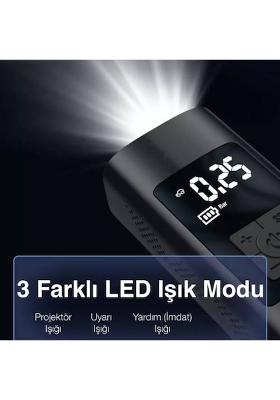 Coofbe Led Işıklı Şarjlı Taşınabilir Lastik Pompası Hava Kompresö