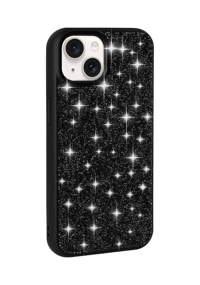 Zore İphone 15 Uyumlu Parlak Taşlı Tasarım Pırlanta Ogaa Kılıf-siyah