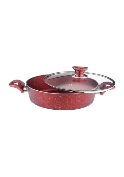 26 Cm Granit Karnıyarık & Pilav Tenceresi Cam Kapak - Kırmızı Kırmızı