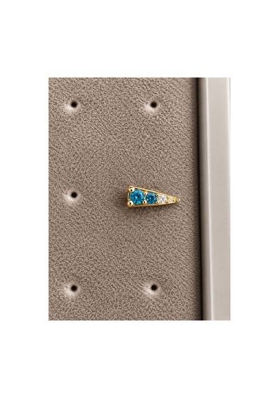 Sertifikalı 316l Çelik Turkuaz Mavi Ve Şeffaf Taşlı Kademeli Geometrik Premium Altın Kaplama Tragus Ve Helix Piercing
