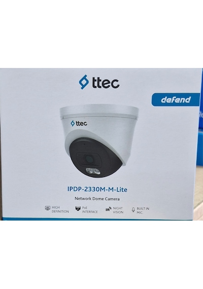 Ttec Ipdp-2330m-m-lite 2mp 2.8mm Sabit Lensli Ir Ip Dome Kamera