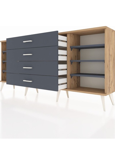 Arges Konsol 6 Raflı 4 Çekmeceli 176x30x83 Çam-antrasit/antrasit Antrasit/antrasit Arges Konsol 6 Raflı 4 Çekmeceli 176x30x83 Çam-antrasit/antrasit Antrasit/antrasit