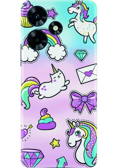 Infinix Uyumlu Hot 30 Kılıf Silikon Desen Özel Seri Unicorn Mektup 1800