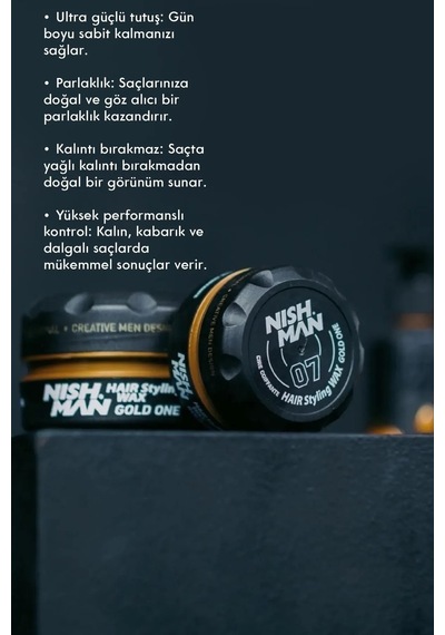 07 Saç Şekillendiric Ultra Sert Parlak Wax 100 Ml X 3 Adet/ + 400 Ml Tuzsuz Şampuan Hediye