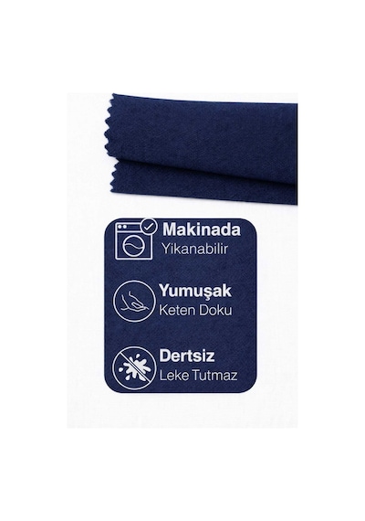 Perdeyap1980 Koyu Lacivert Ada Fon Perde Tek Kanat 1/3 Sık Pile Koyu Lacivert