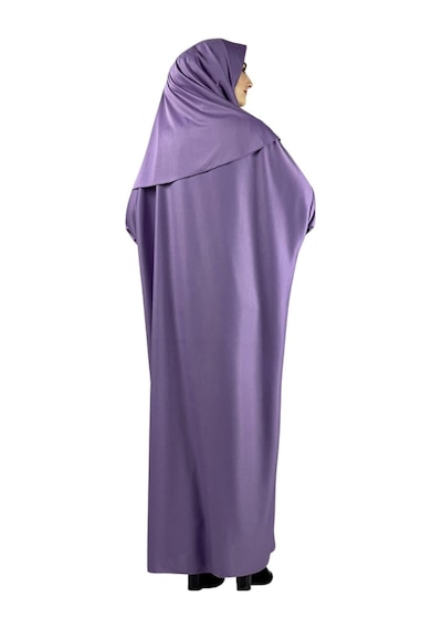 Modish Group Namaz Elbisesi Eşarp Seccade Tesbih Set, İslami Giyim Takım Ferace Turban Şal Lila