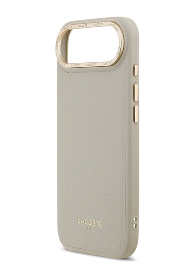 Apple Uyumlu iPhone 17 Air Kılıf Lacoste Lisanslı M-safeli Champs Elysees Pu Deri Tasarımlı Kapak Gri Gri