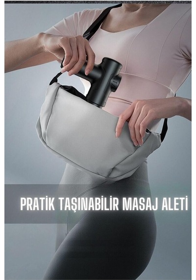 Şarjlı Masaj Tabancası, 4 Başlıklı Masaj Aleti Tp-1030 - Pembe