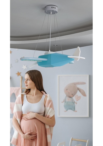 Uçak Temalı Entegre Led Çocuk Odası Sarkıt Avize 70x80 Cm Kişiye Özel Tasarım, El Yapımı Görünüm Diğer