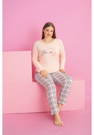 Rindahomewear Büyük Beden Süprem Pijama Takımı Bej