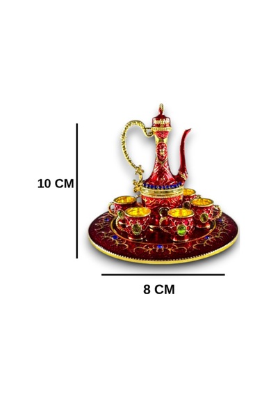 Taş Detaylı Dekoratif Likör Takımı 8 Parça Mıknatıslı Tepsi Üzerinde Sabit Taşlı Takım 10x8 CM 728352421