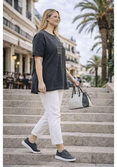 Cedy Denim Cedy - Kadın Özel Tasarım Esnek, Pul Payet, Dantel Detaylı Yıkamalı Büyük Beden Tişört Antrasit Cedy Denim Cedy - Kadın Özel Tasarım Esnek, Pul Payet, Dantel Detaylı Yıkamalı Büyük Beden Tişört Antrasit