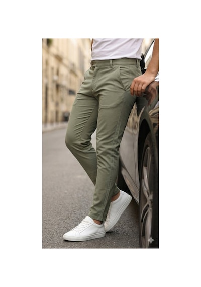 Butik İstanbul Erkek Slim Fit Dilli Kumaş Pantolon Çağla Yeşili