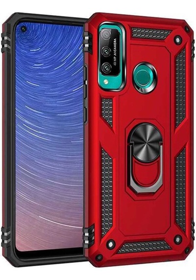 Cosmotex Newface Huawei P40 Lite E Kılıf Sofya Yüzüklü Silikon Kapak - Kırmızı
