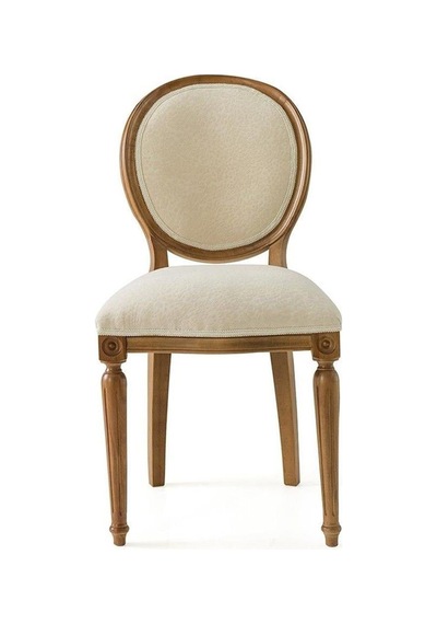 Madalyon Ahşap Klasik Sandalye Natural - Krem