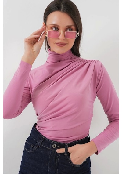 Defymoda 925 Büzgü Detaylı Sandy Bluz - Gül Kurusu Gül Kurusu