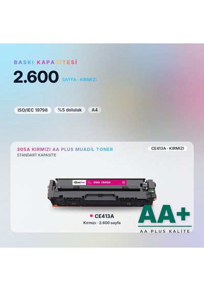 Hp 305a Ce413a Kırmızı Uyumlu Toner Aa Plus / Laserjet Pro M351 / M375 / M451 / M475