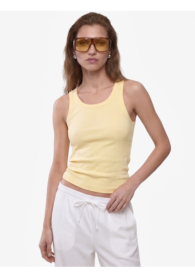 Koton Pamuklu Kaşkorse Slim Fit U Yaka Fitilli Atlet Sarı 6sak10387ek