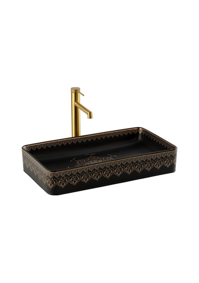 Ey-7034s Tezgah Üstü Lavabo Siyah & Altın Renkli