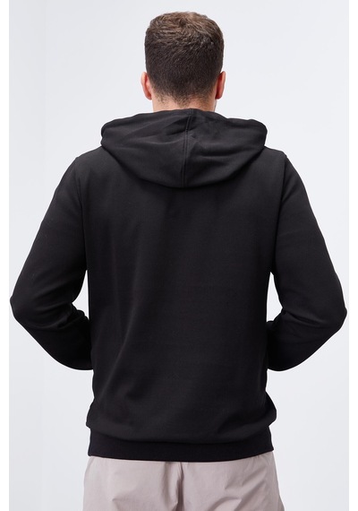Tommy Life Siyah Yazı Nakışlı Standart Kalıp Kapüşonlu Erkek Sweatshirt - 87887 Siyah