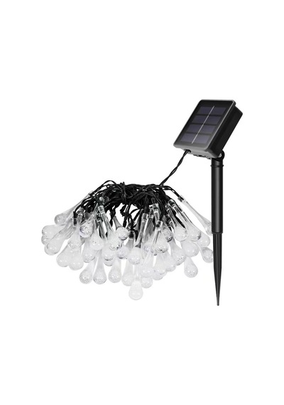 Borayris Güneş Enerjili Solar Dekoratif 9.5 Metre Sarı Renkli 50 Damla Led Dış Mekan Bahçe Ve Balkon Aydınlatması