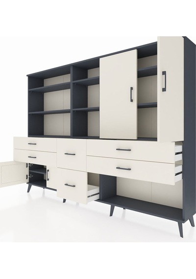 Arges Dolap 10 Raflı 6 Çekmeceli 4 Kapaklı 220x30x163 Antrasit-ay Antrasit-aytaşı Arges Dolap 10 Raflı 6 Çekmeceli 4 Kapaklı 220x30x163 Antrasit-ay Antrasit-aytaşı