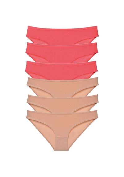 6 Adet Set Likralı Kadın Slip Külot Fuşya Ten