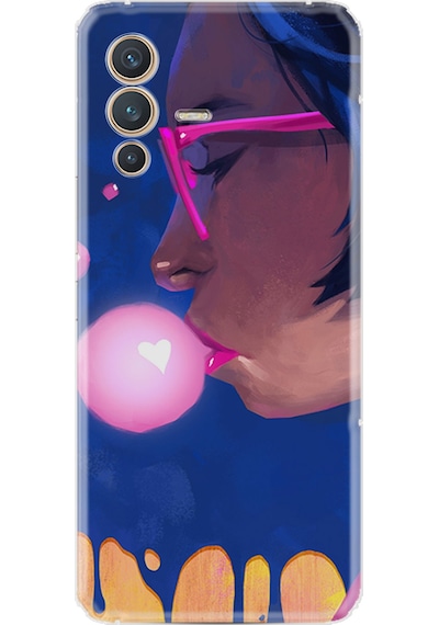 Vivo V23 Kılıf Silikon Desen Özel Seri Sakız ve Kız 1767