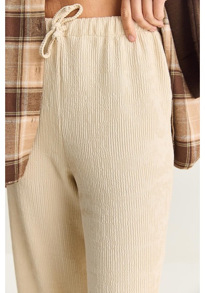 Shade Kadın Geniş Paça Krinkıl Örme Pantolon 4108 60283847 - Krem