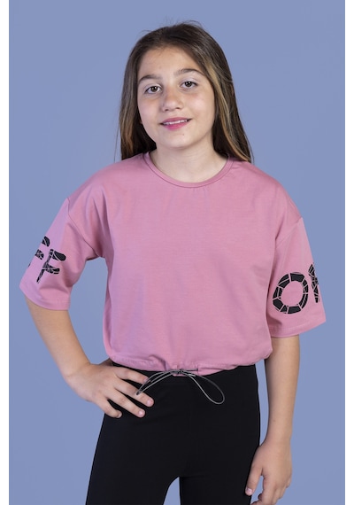 Toontoy Kids Toontoy Kız Çocuk Of Baskılı Crop Tişört Gülkurusu